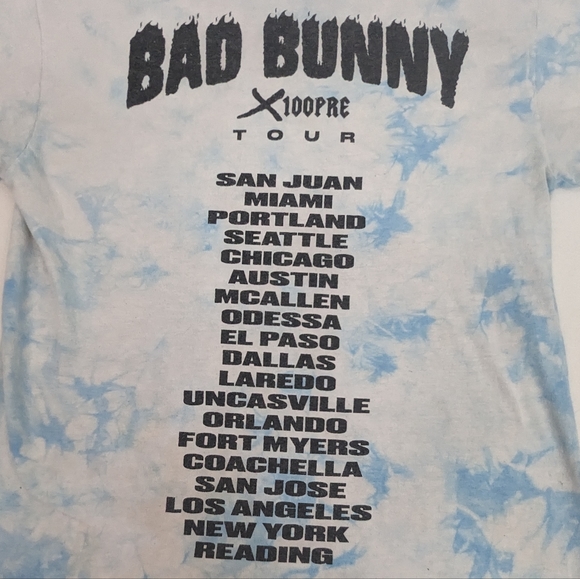 Bad Bunny 2019 X 100pre Concert Tee Tour Cities on B noack Small - Picture 4 of 7